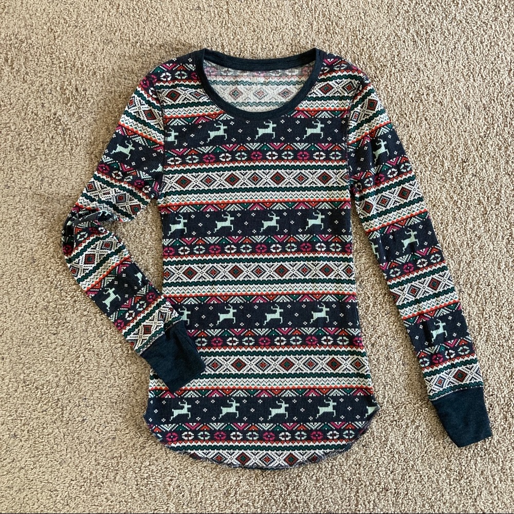 Christmas Print Knit Shirt - Women’s S - Old Navy